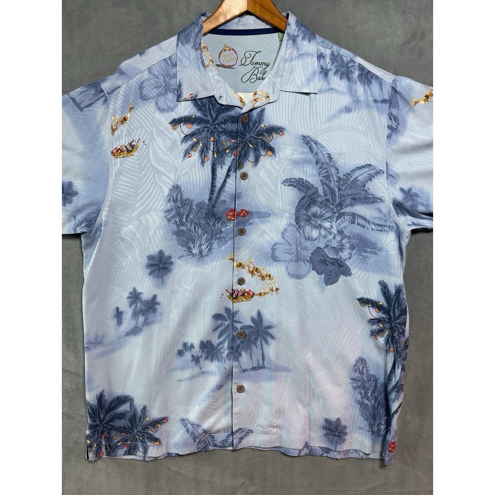 Tommy Bahama Seasons Greetings Silk Button Down Shirt Men Size XLarge